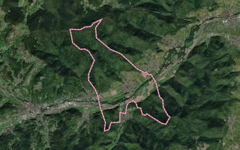 Vue satellite de Wihr-au-Val avec ses contours administratifs