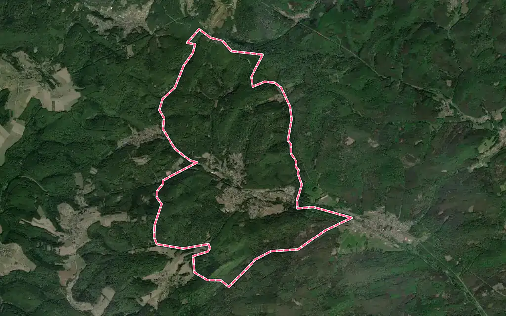Vue satellite de Wingen-sur-Moder avec ses contours administratifs