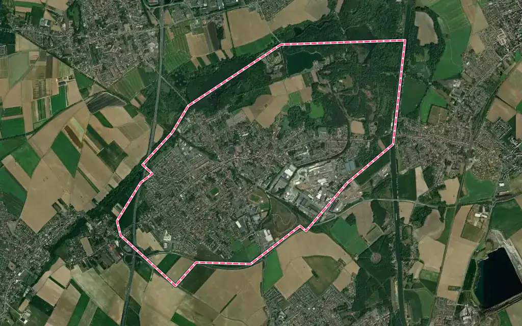 Vue satellite de Wingles avec ses contours administratifs