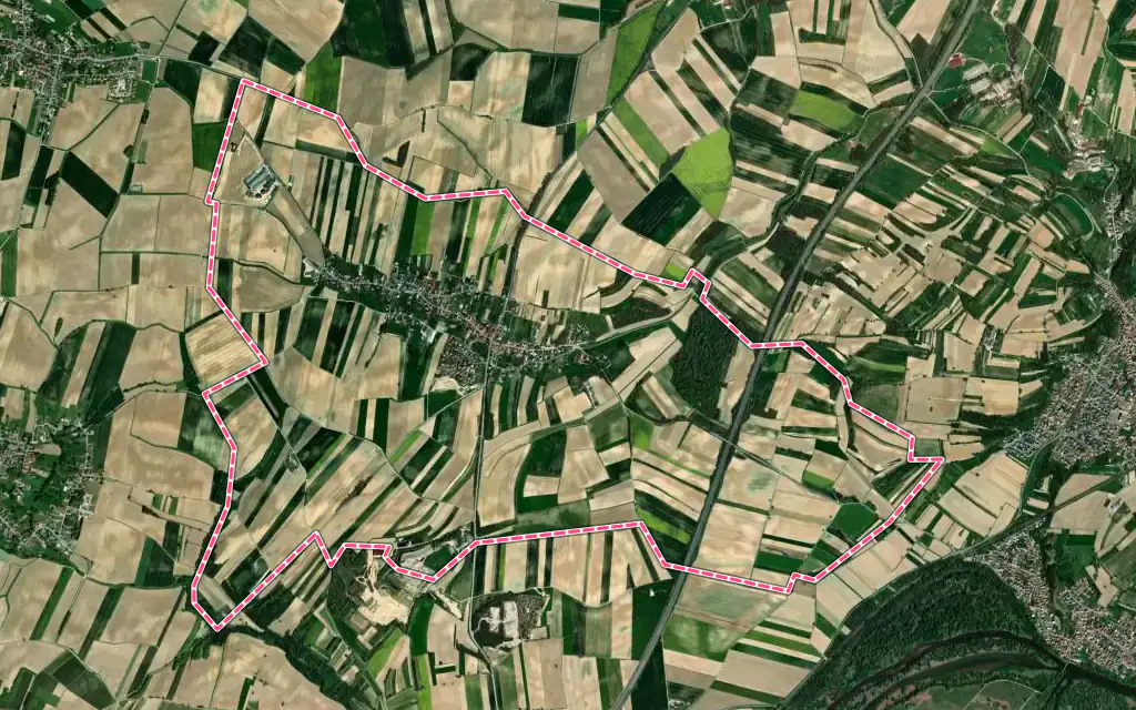 Vue satellite de Wintzenbach avec ses contours administratifs