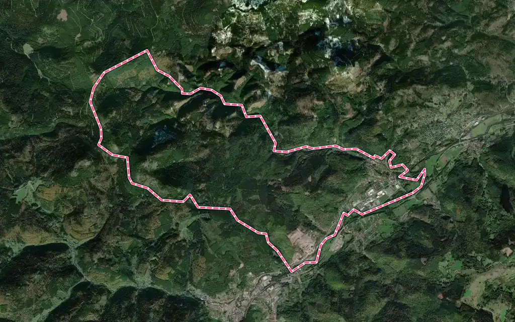 Vue satellite de Wisches avec ses contours administratifs