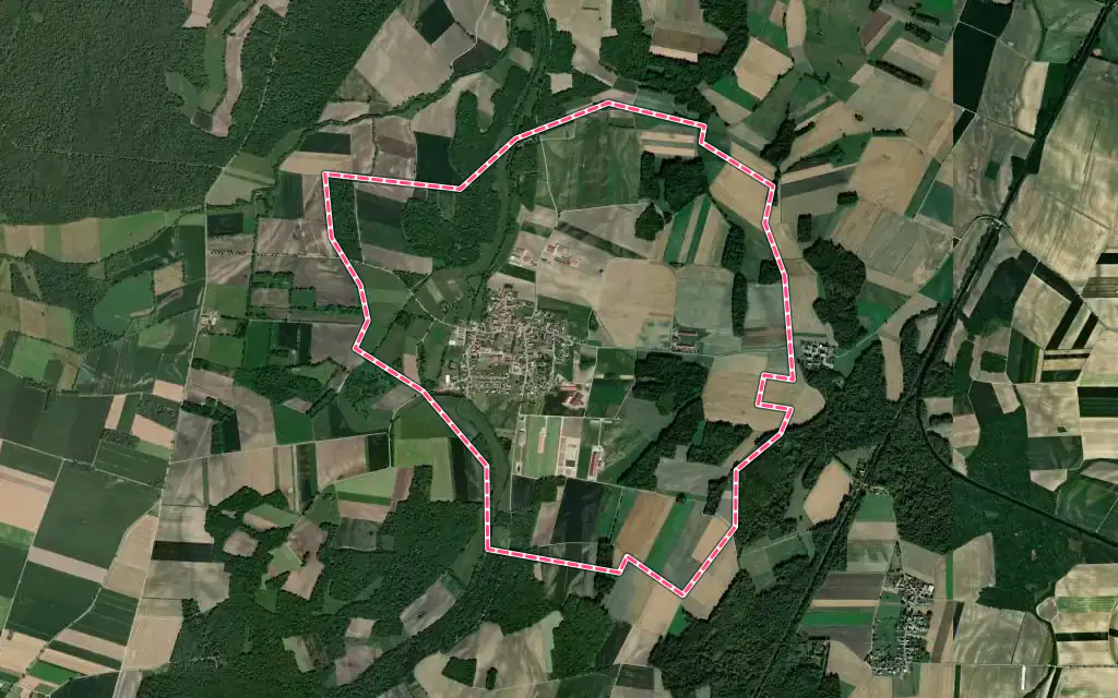 Vue satellite de Witternheim avec ses contours administratifs