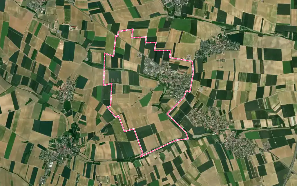 Vue satellite de Wiwersheim avec ses contours administratifs