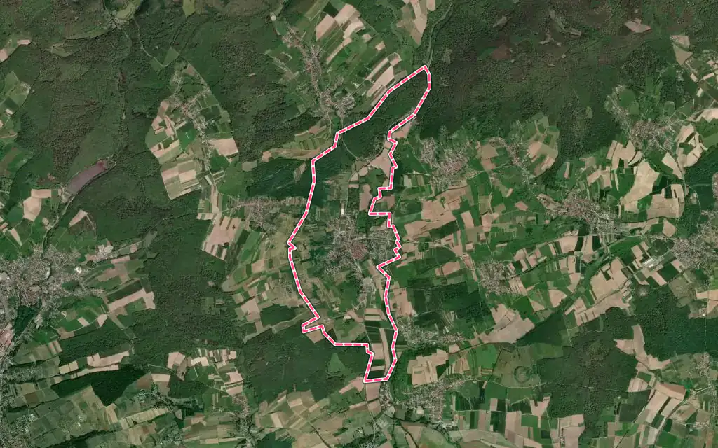 Vue satellite de Wœrth avec ses contours administratifs