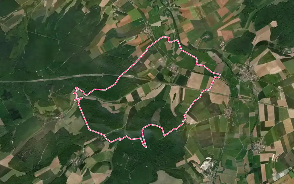 Vue satellite de Woimbey avec ses contours administratifs
