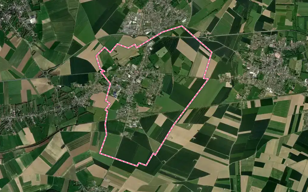 Vue satellite de Woincourt avec ses contours administratifs