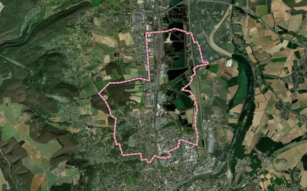Vue satellite de Woippy avec ses contours administratifs