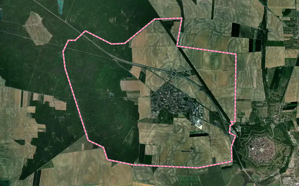 Vue satellite de Wolfgantzen avec ses contours administratifs