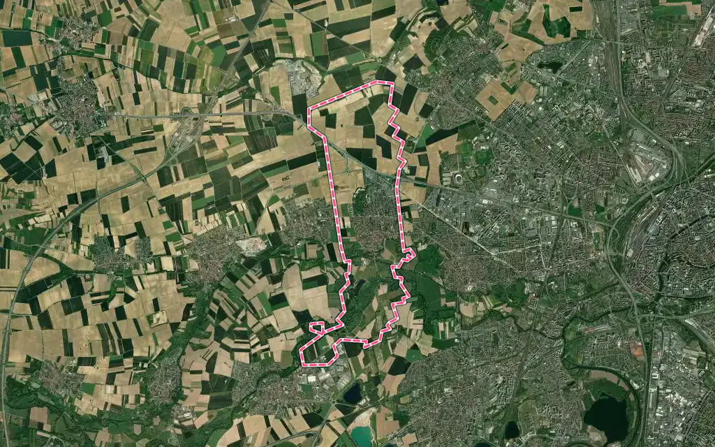 Vue satellite de Wolfisheim avec ses contours administratifs