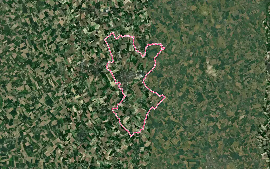 Vue satellite de Wormhout avec ses contours administratifs