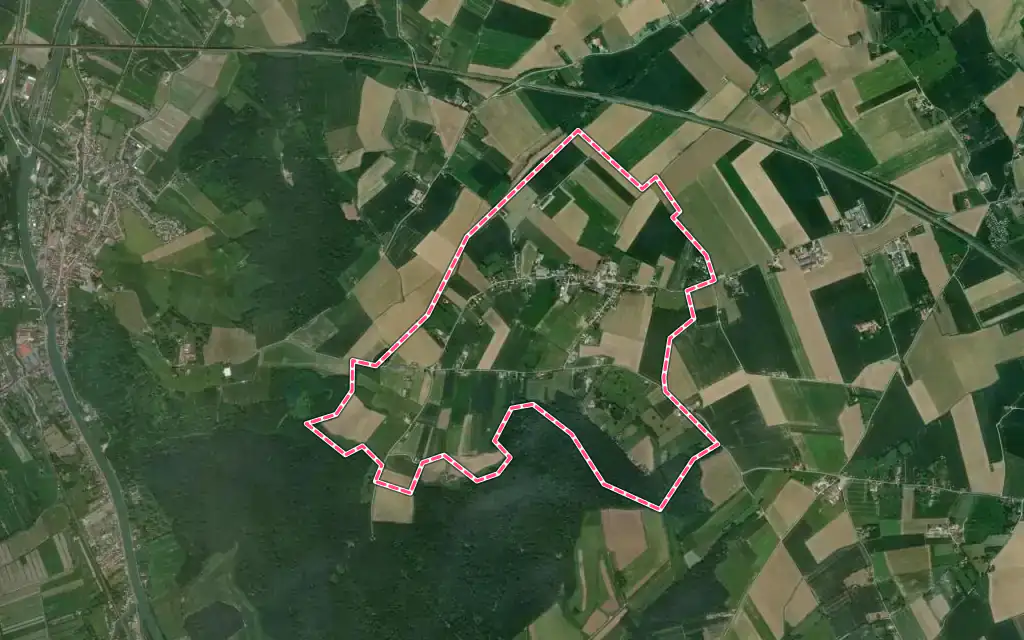 Vue satellite de Wulverdinghe avec ses contours administratifs