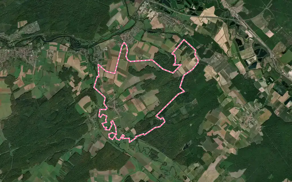 Vue satellite de Xermaménil avec ses contours administratifs