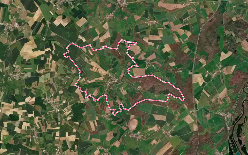 Vue satellite de Xirocourt avec ses contours administratifs