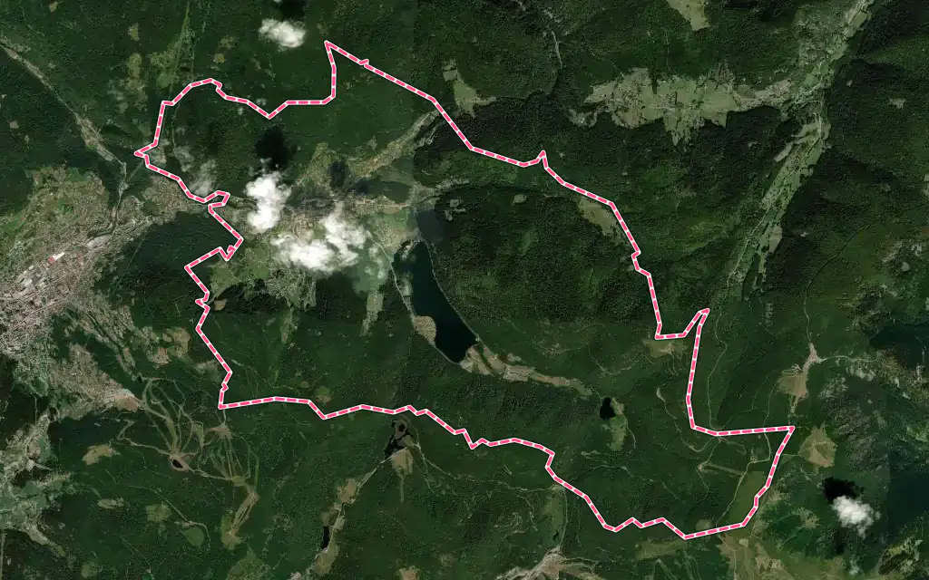 Vue satellite de Xonrupt-Longemer avec ses contours administratifs