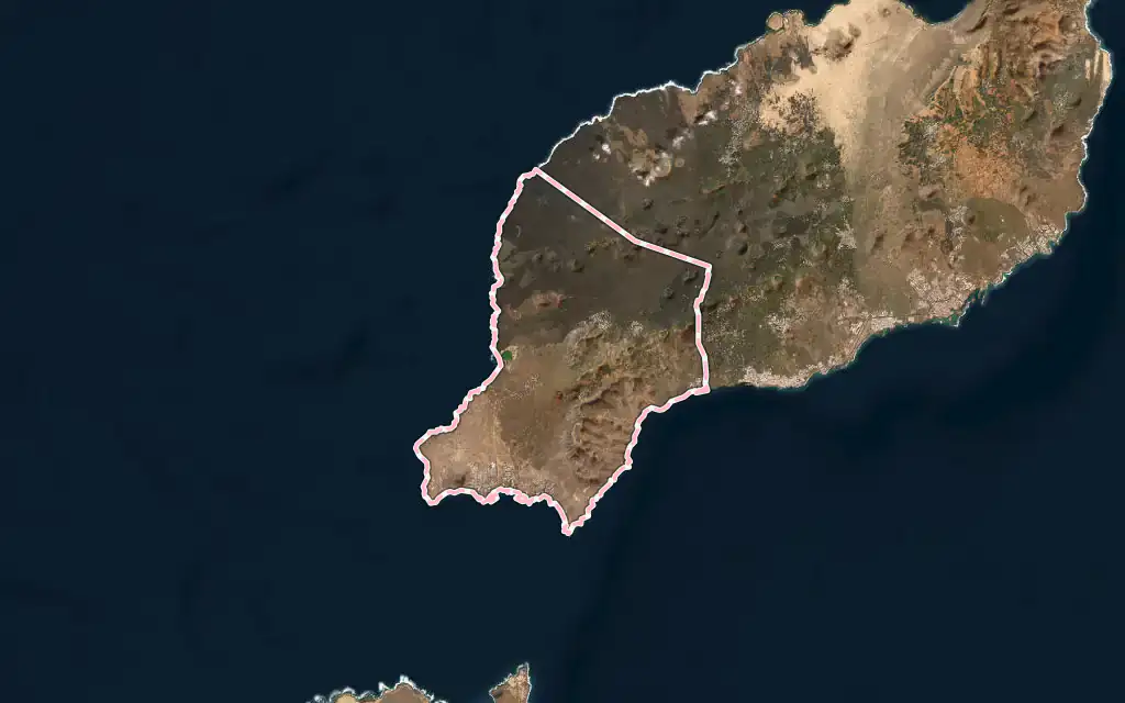 Vista satélite de Yaiza con su contorno administrativo