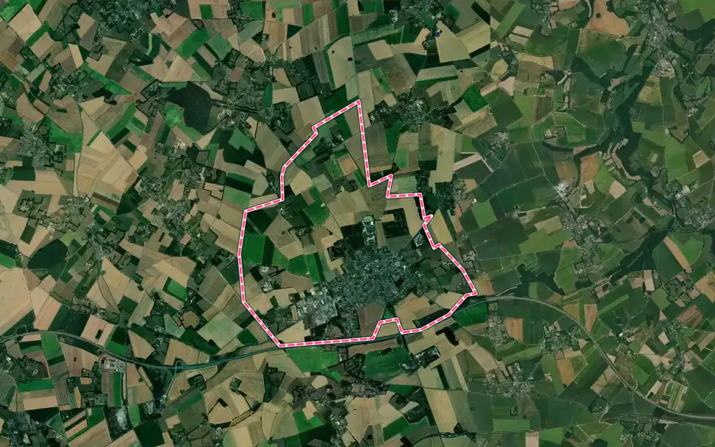 Vue satellite de Yerville avec ses contours administratifs