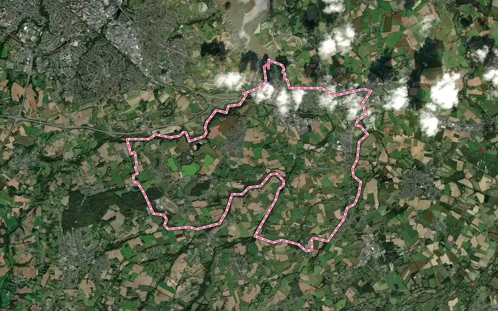Vue satellite de Yffiniac avec ses contours administratifs