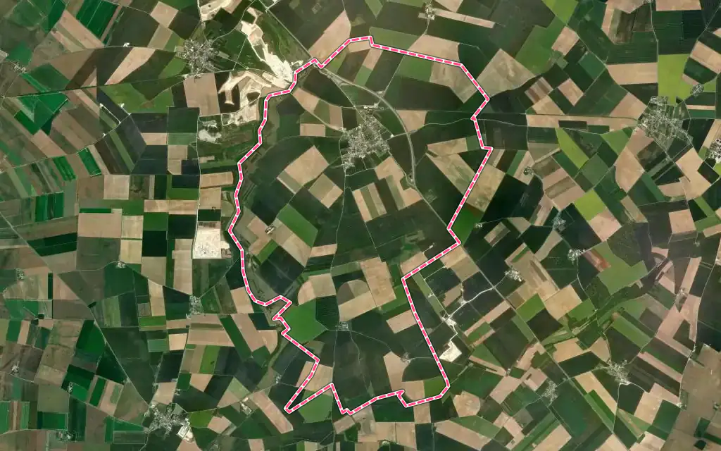 Vue satellite de Ymonville avec ses contours administratifs