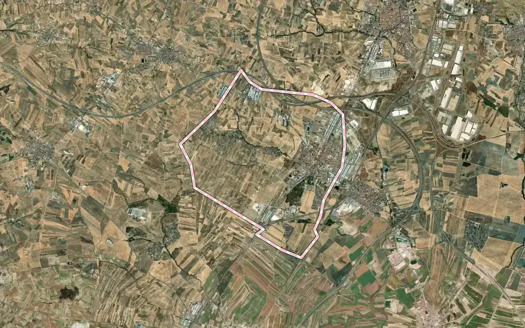 Vista satélite de Yuncos con su contorno administrativo