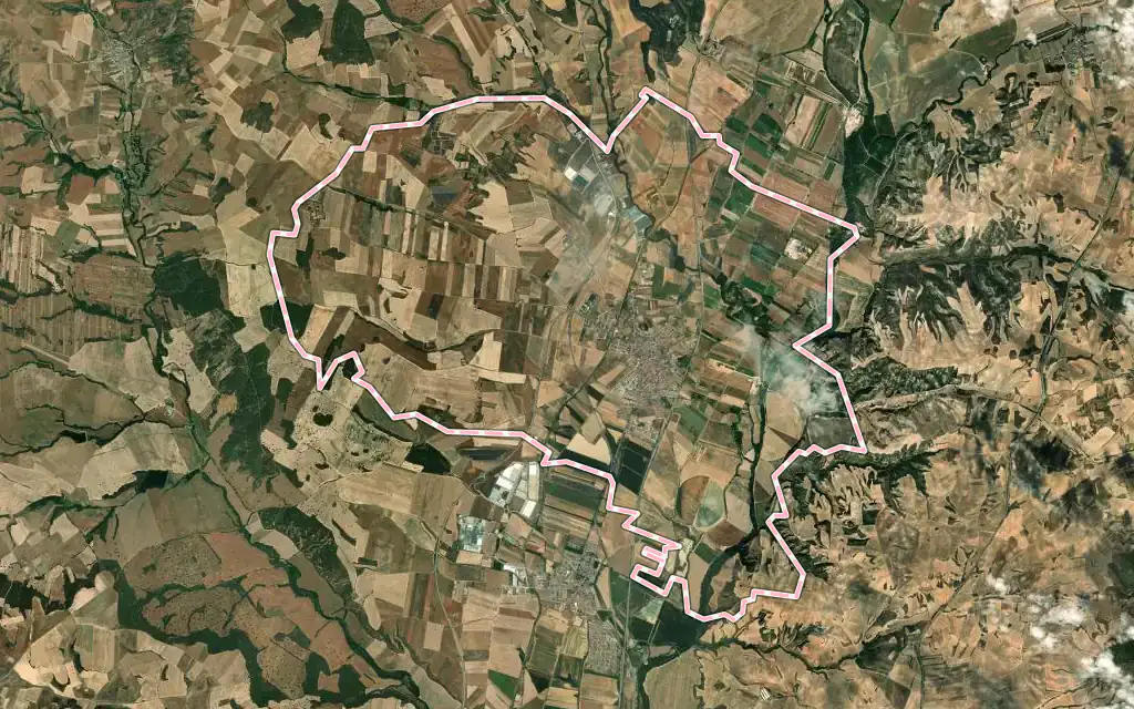 Vista satélite de Yunquera de Henares con su contorno administrativo