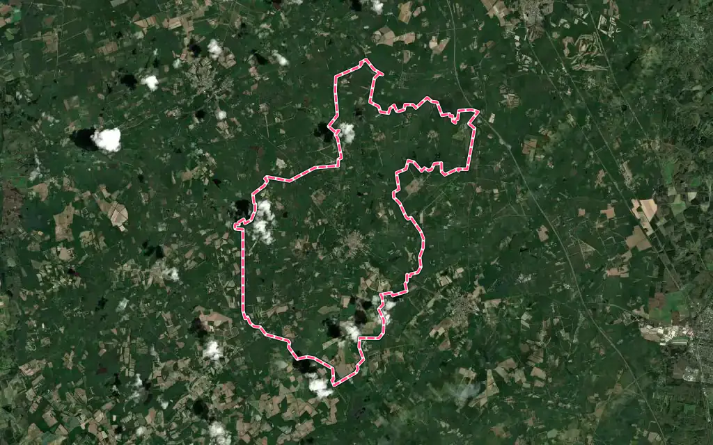 Vue satellite de Yvoy-le-Marron avec ses contours administratifs