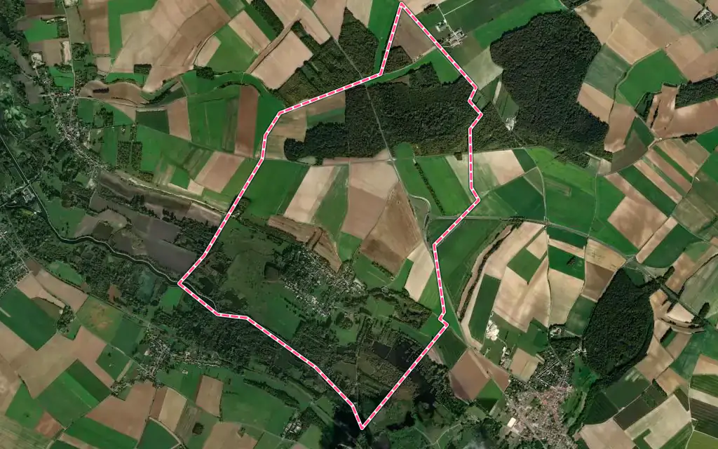 Vue satellite de Yzeux avec ses contours administratifs