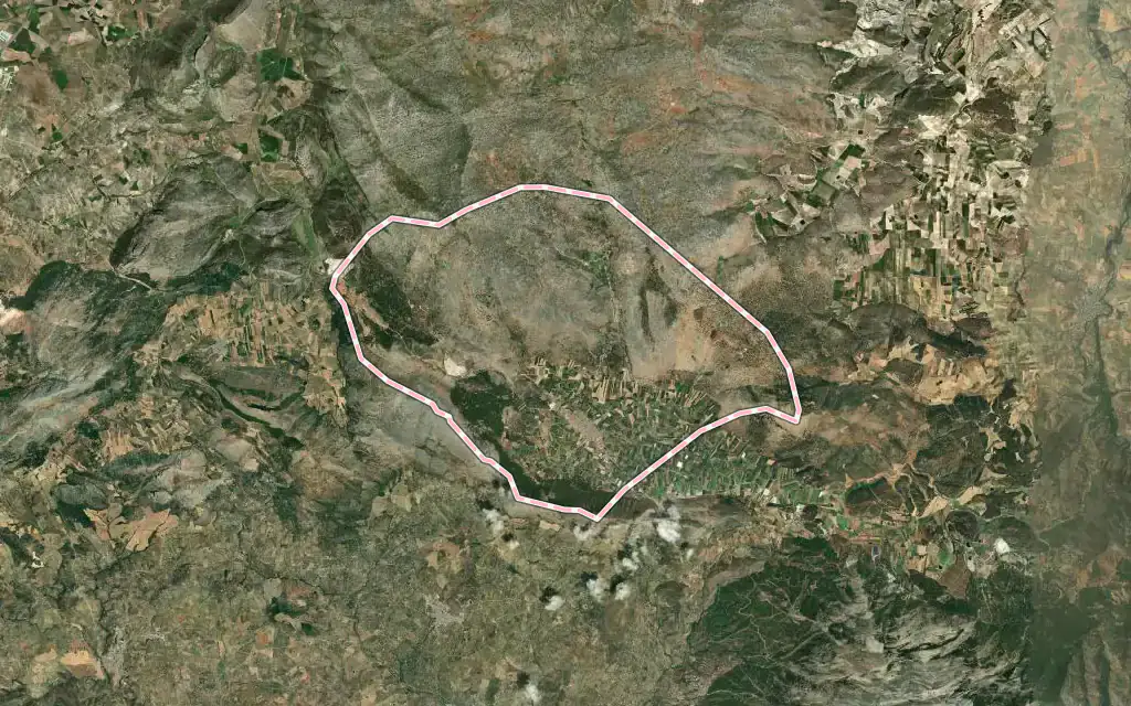 Vista satélite de Zafarraya con su contorno administrativo
