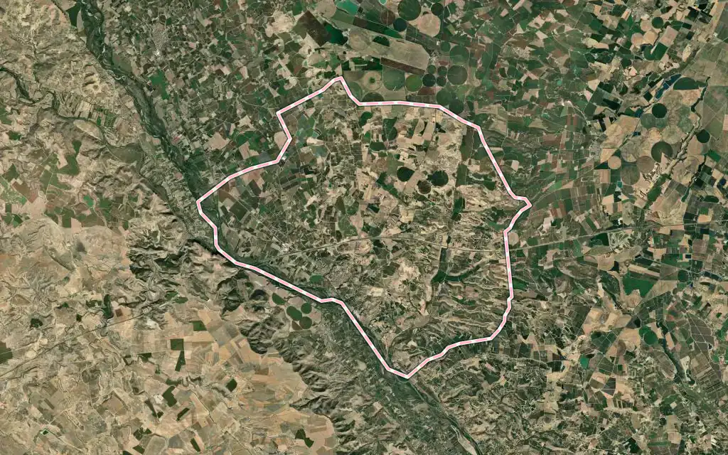 Vista satélite de Zaidín / Saidí con su contorno administrativo