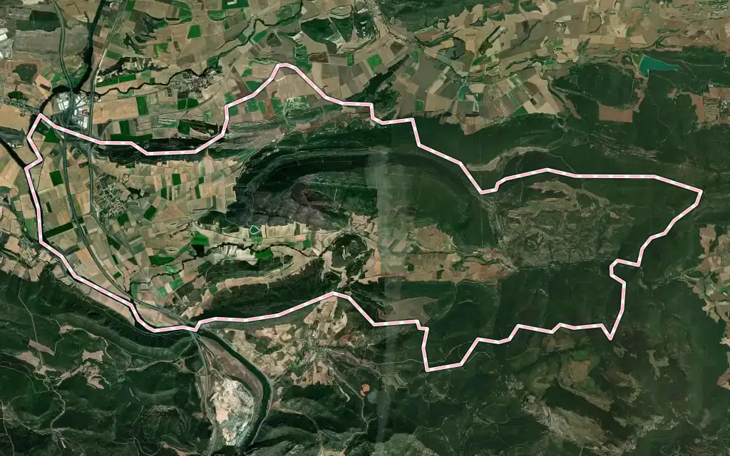 Vista satélite de Zambrana con su contorno administrativo