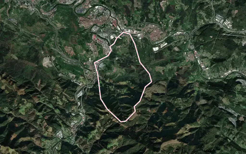 Vista satélite de Zaratamo con su contorno administrativo