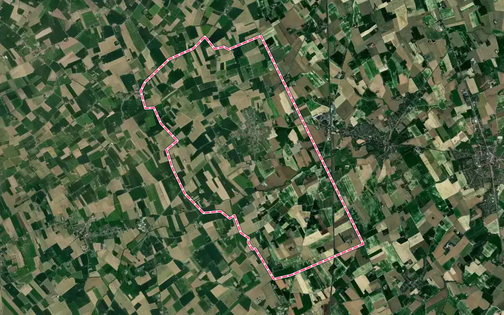 Vue satellite de Zegerscappel avec ses contours administratifs