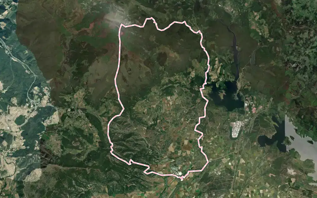 Vista satélite de Zigoitia con su contorno administrativo