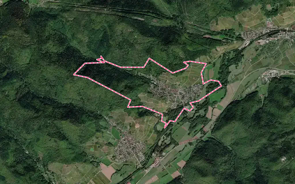 Vue satellite de Zimmerbach avec ses contours administratifs