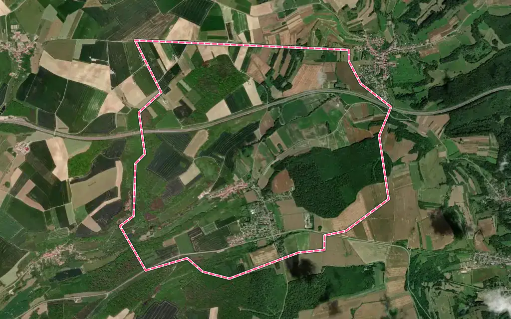 Vue satellite de Zimming avec ses contours administratifs