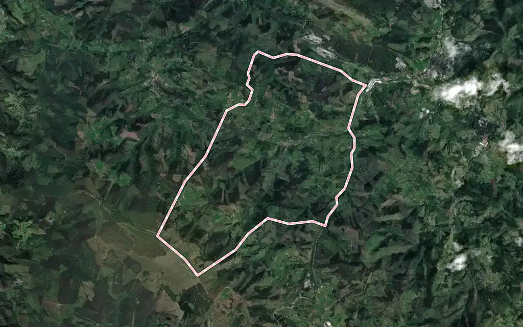 Vista satélite de Ziortza-Bolibar con su contorno administrativo