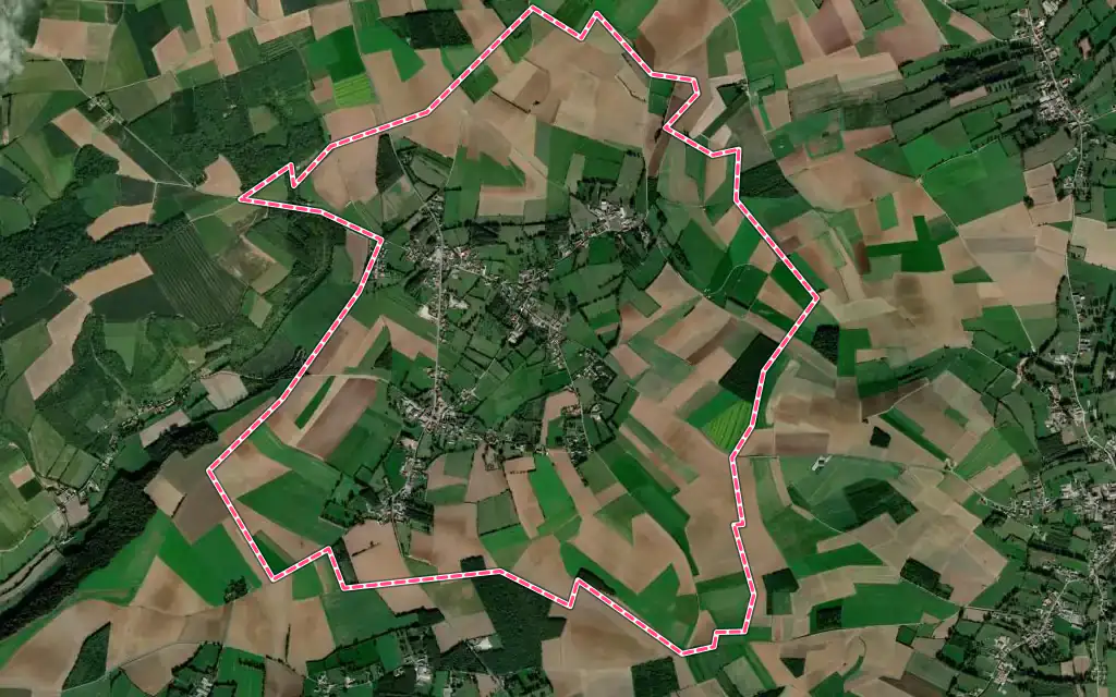 Vue satellite de Zoteux avec ses contours administratifs