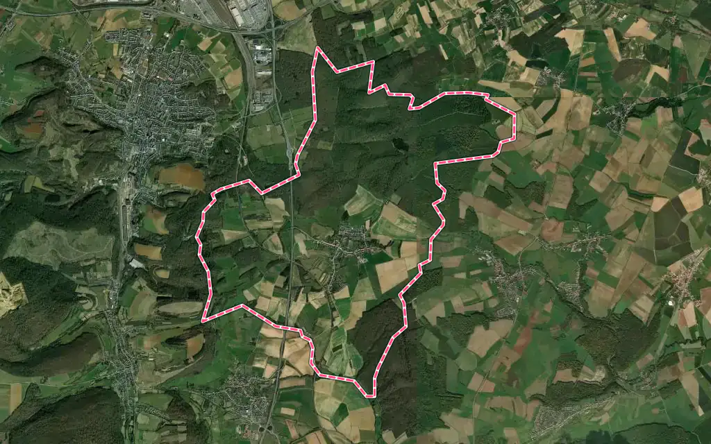 Vue satellite de Zoufftgen avec ses contours administratifs