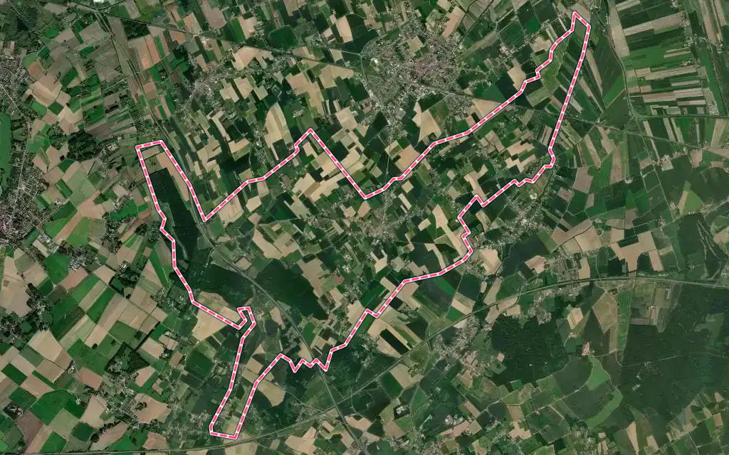 Vue satellite de Zutkerque avec ses contours administratifs